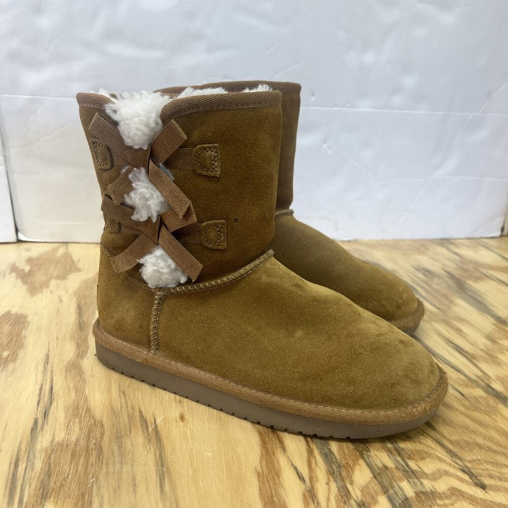 Koolaburra by UGG Victoria Short Suede Boots Girls Size 2 Beige